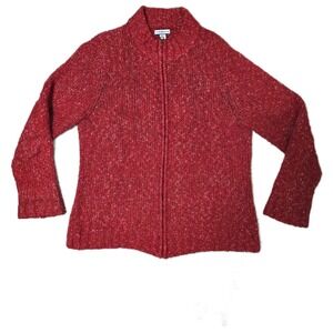 Croft & Barrow‎ Women's XL Red Knit Full Zip Sweater Jacket (N)